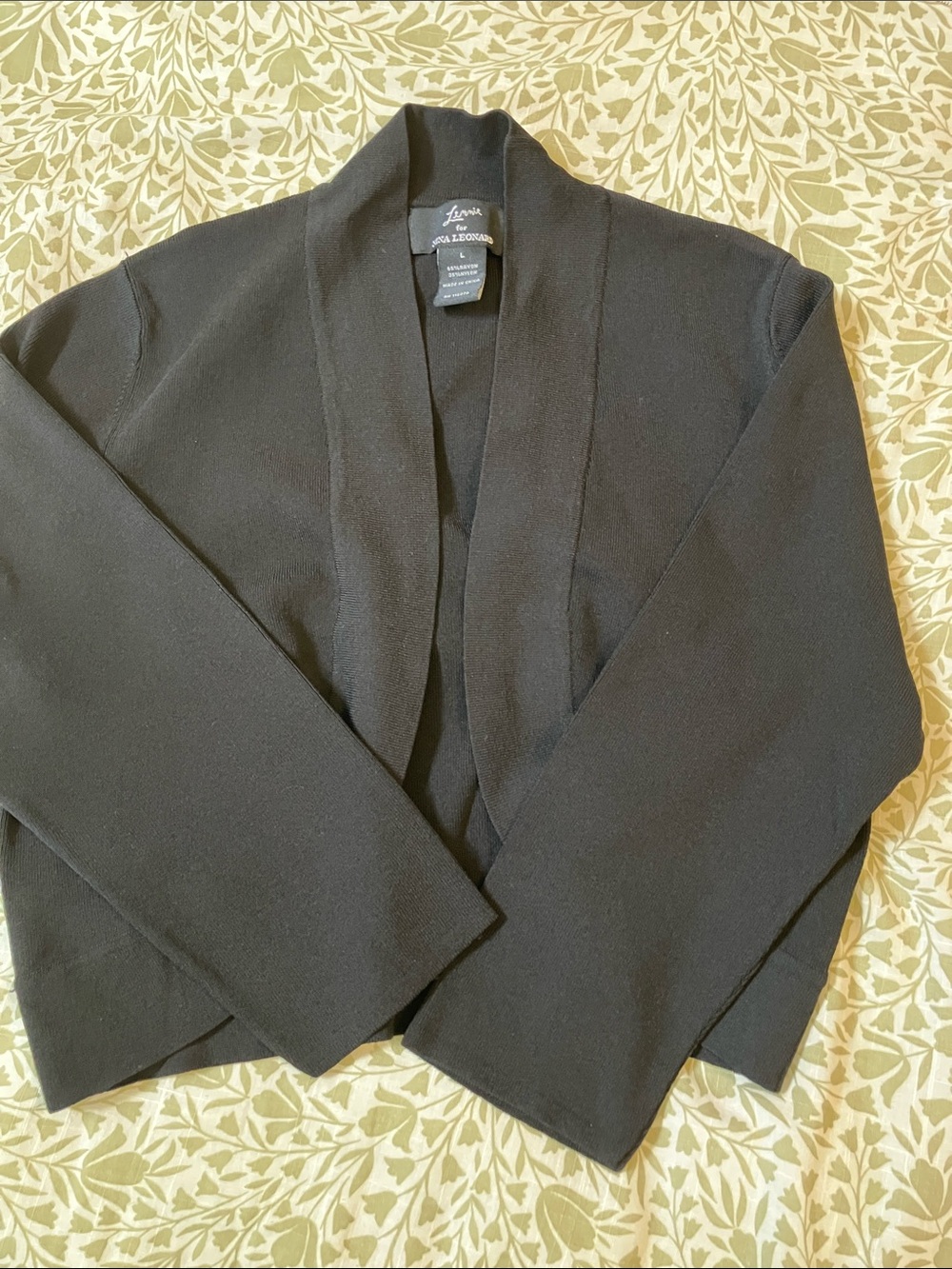 Nina Leonard Black Open-Front Shawl Collar Jacket